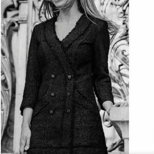 ZARA Double Breasted Tweed Blazer Dress